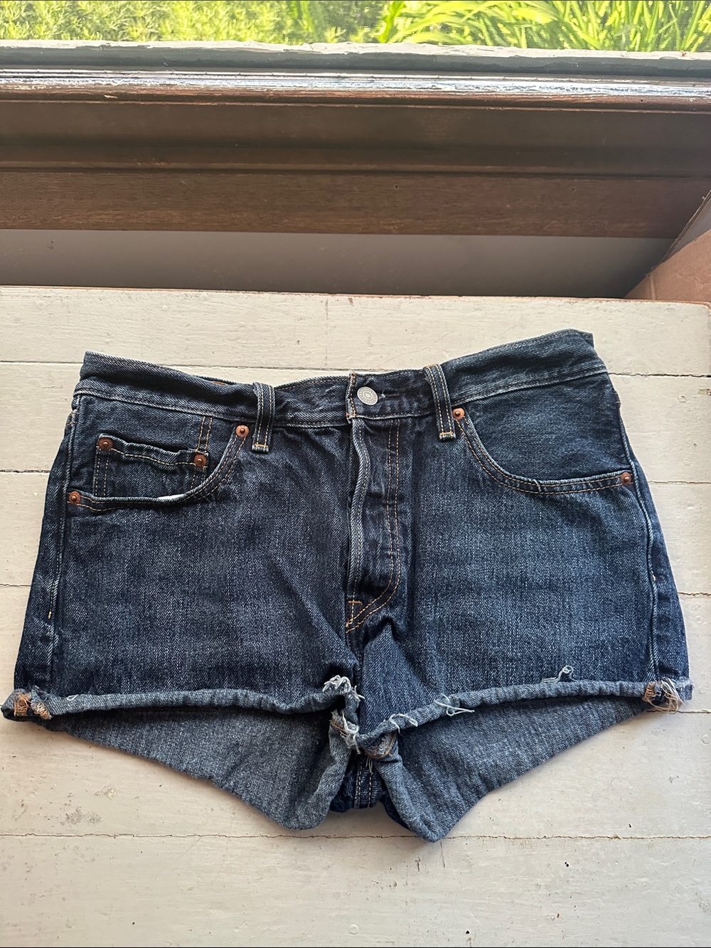 Levi's Dark Blue Denim Jeans with Tan Leather Patch